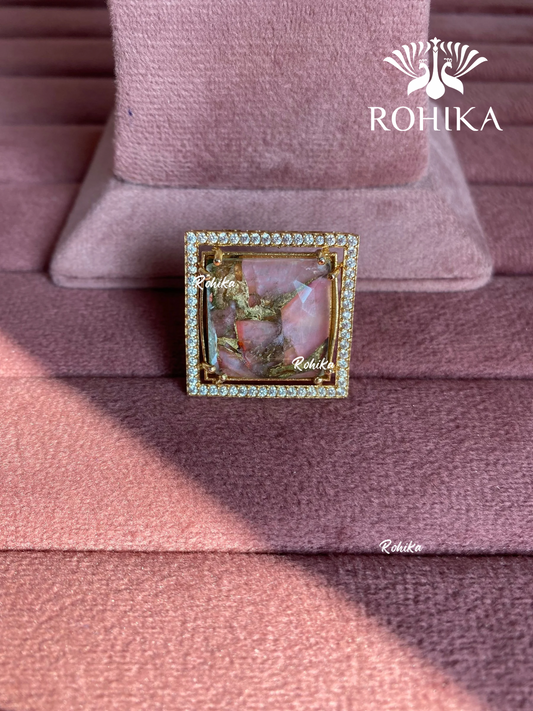 Angana polki kundan ring (SG-101) - Pink