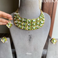 Vatsa polki kundan designer necklace set - Green