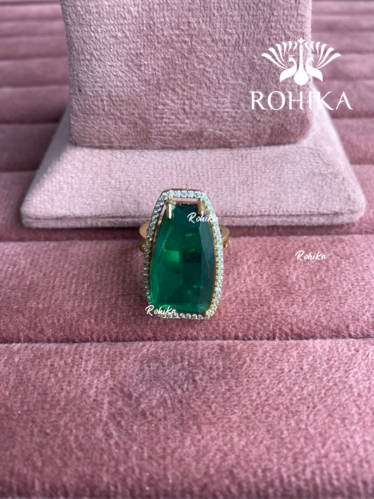 Angana polki kundan ring (SG-104) - Dark green