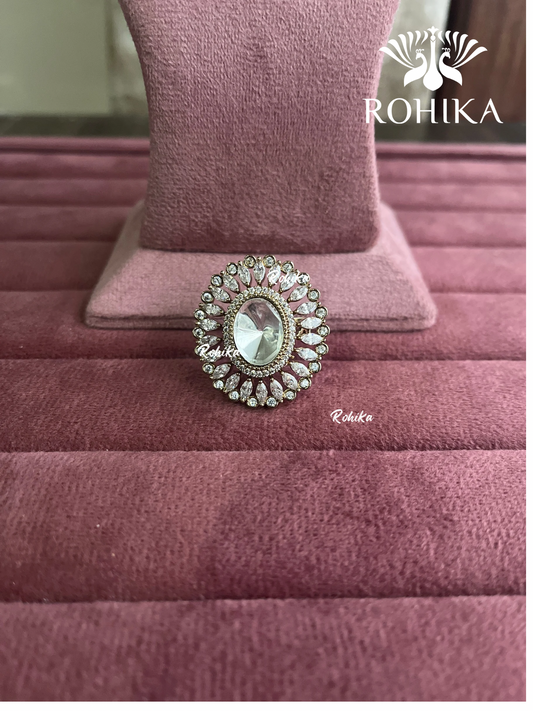 Angana polki kundan ring (SG-117) - White