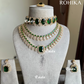 Meer american diamond  necklace set - Green