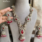 Maura moisanite long necklace set - Ruby red