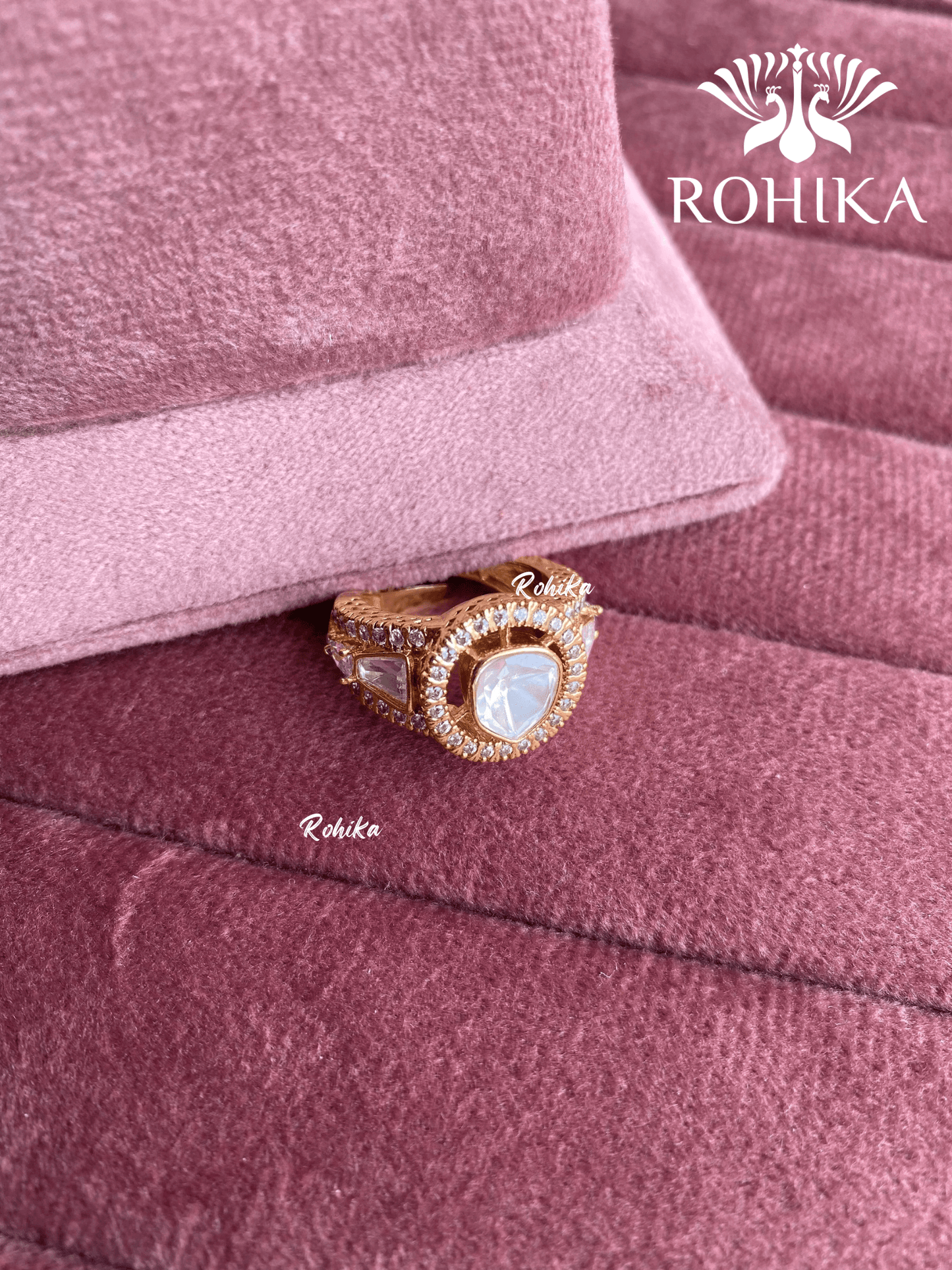 Angana polki kundan ring (SG-020) - White - Rohika Store