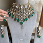 Sharan moisinite doublet bridal necklace set - Dark Green