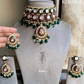 Varsha meenakari polki kundan choker set - Dark Green