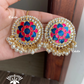 Khushi kundan studs - Pink and navy blue