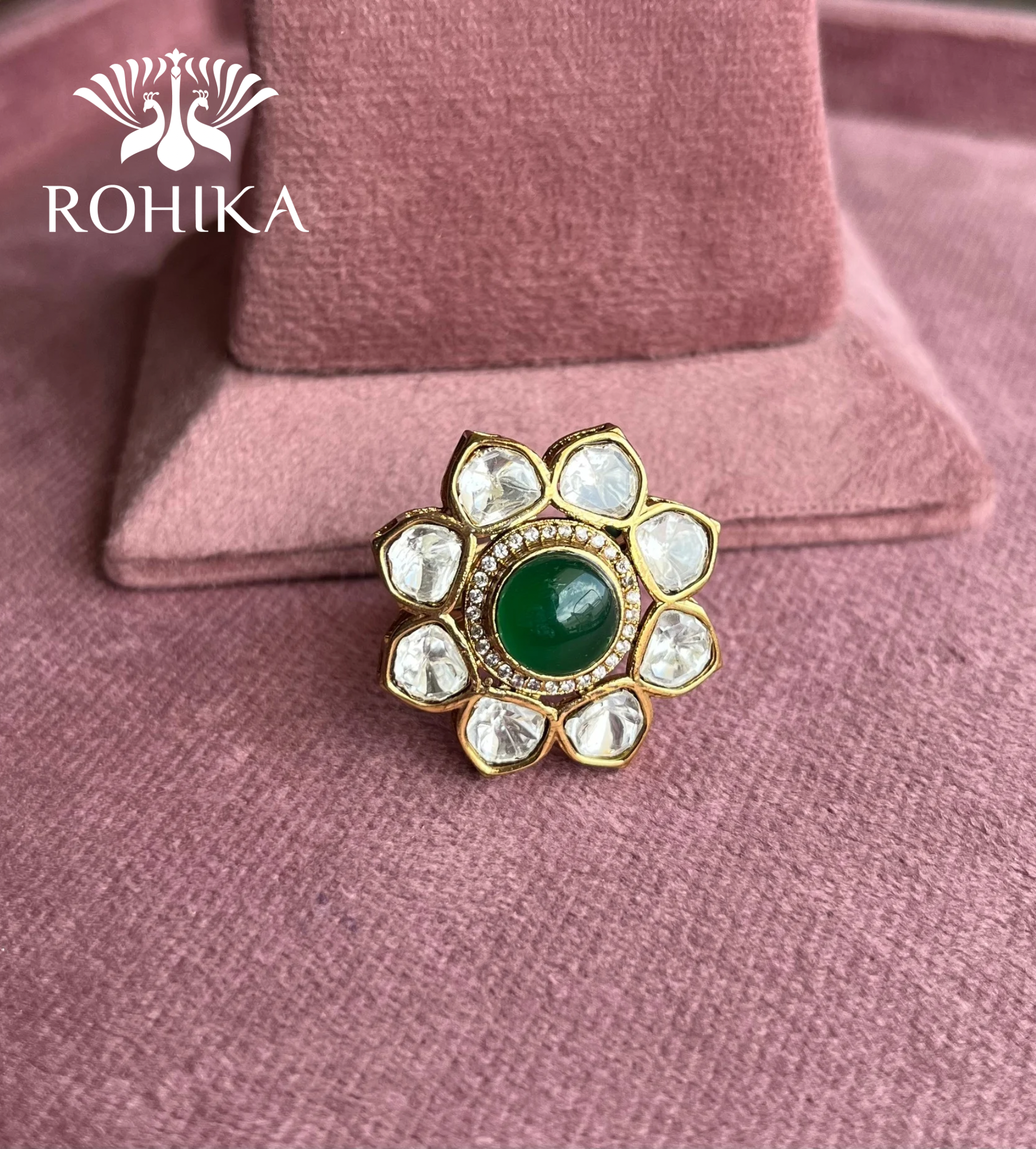 Angana polki kundan ring  (SG-012) - Green