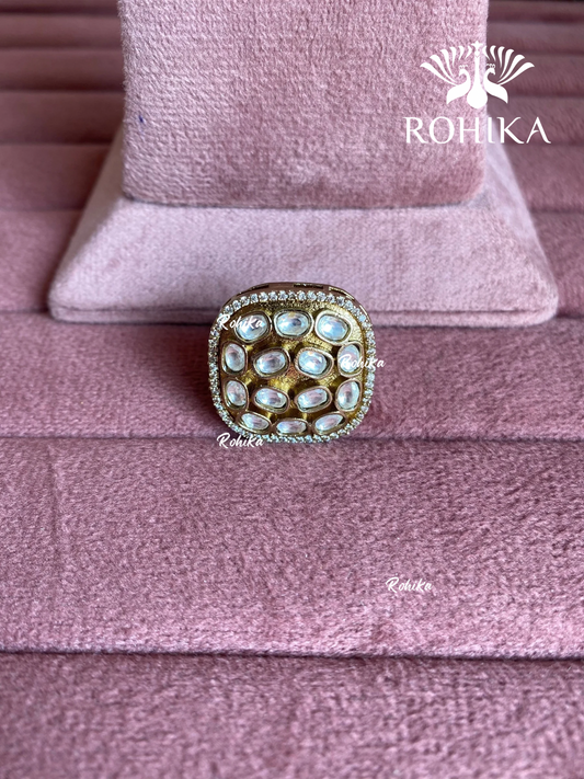 Angana polki kundan ring (SG-098) - White