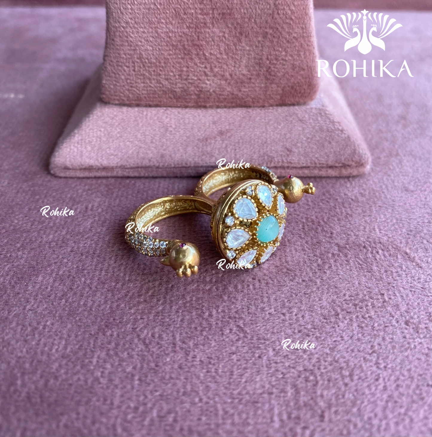 Angana polki kundan ring  (SG-042) - Mint green