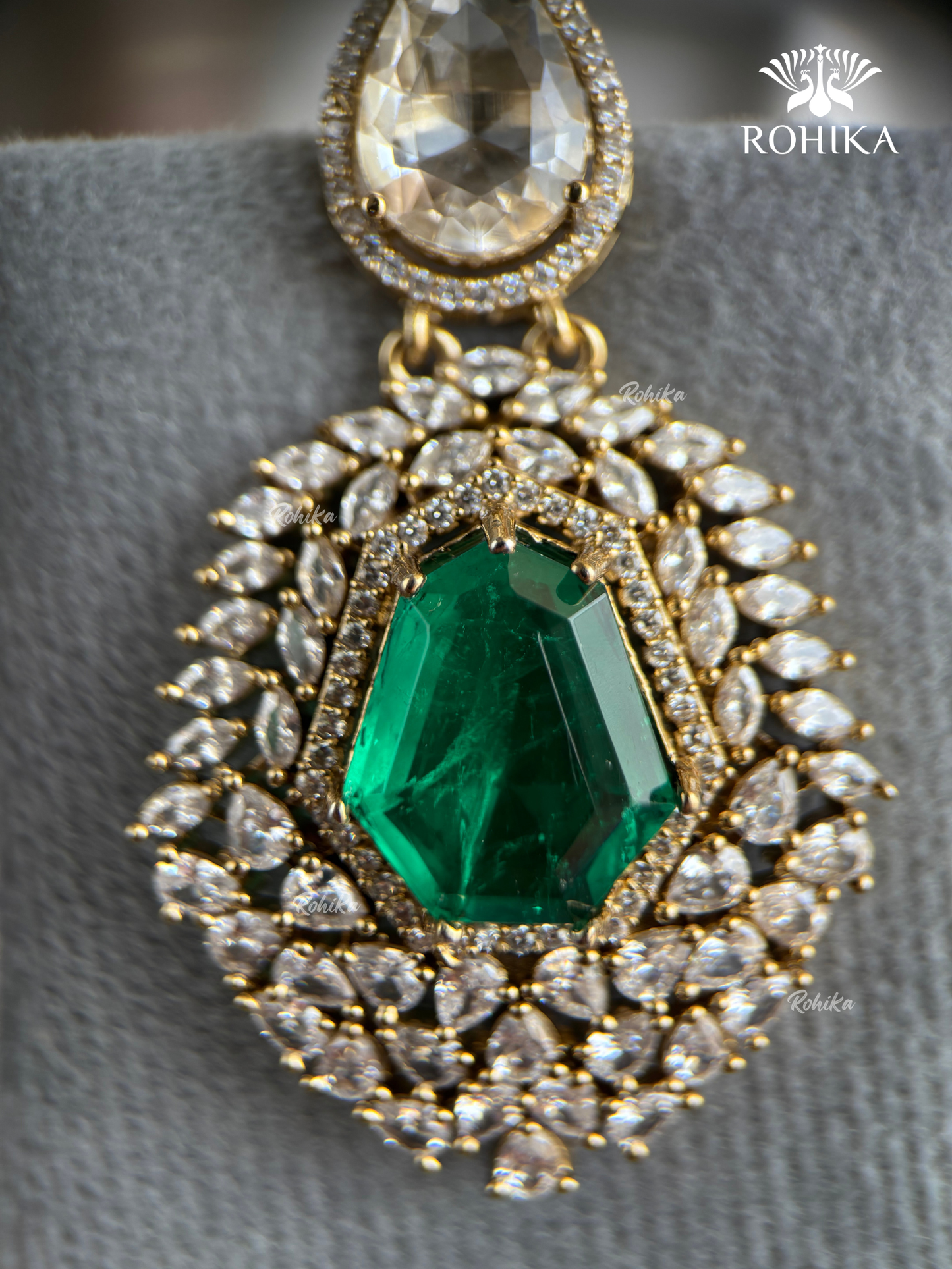 Baani AD Doublet Necklace Set - Green