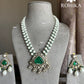 Adhrit Polki Kundan Doublet Long Necklace Set - Dark green