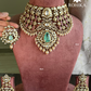 Vamika moisanite Bridal choker set - Mint & Pink