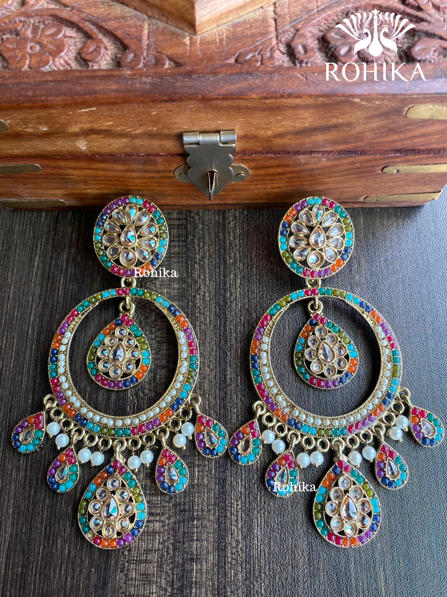 Sitara polki earrings - Multi colour