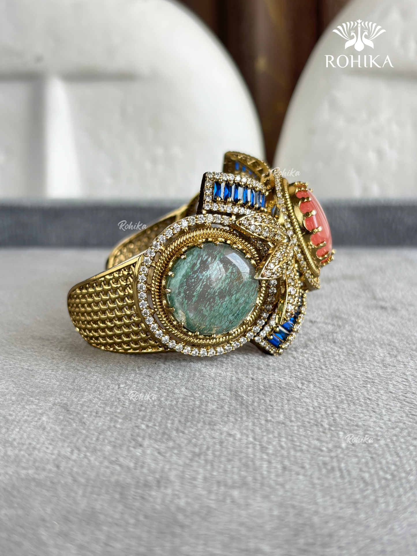 Sabya Deisgner Semi-Precious Kada (SSB002) -  Pink & Multi Colour