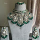 Anokhi Polki Kundan Bridal Necklace Set - Dark green