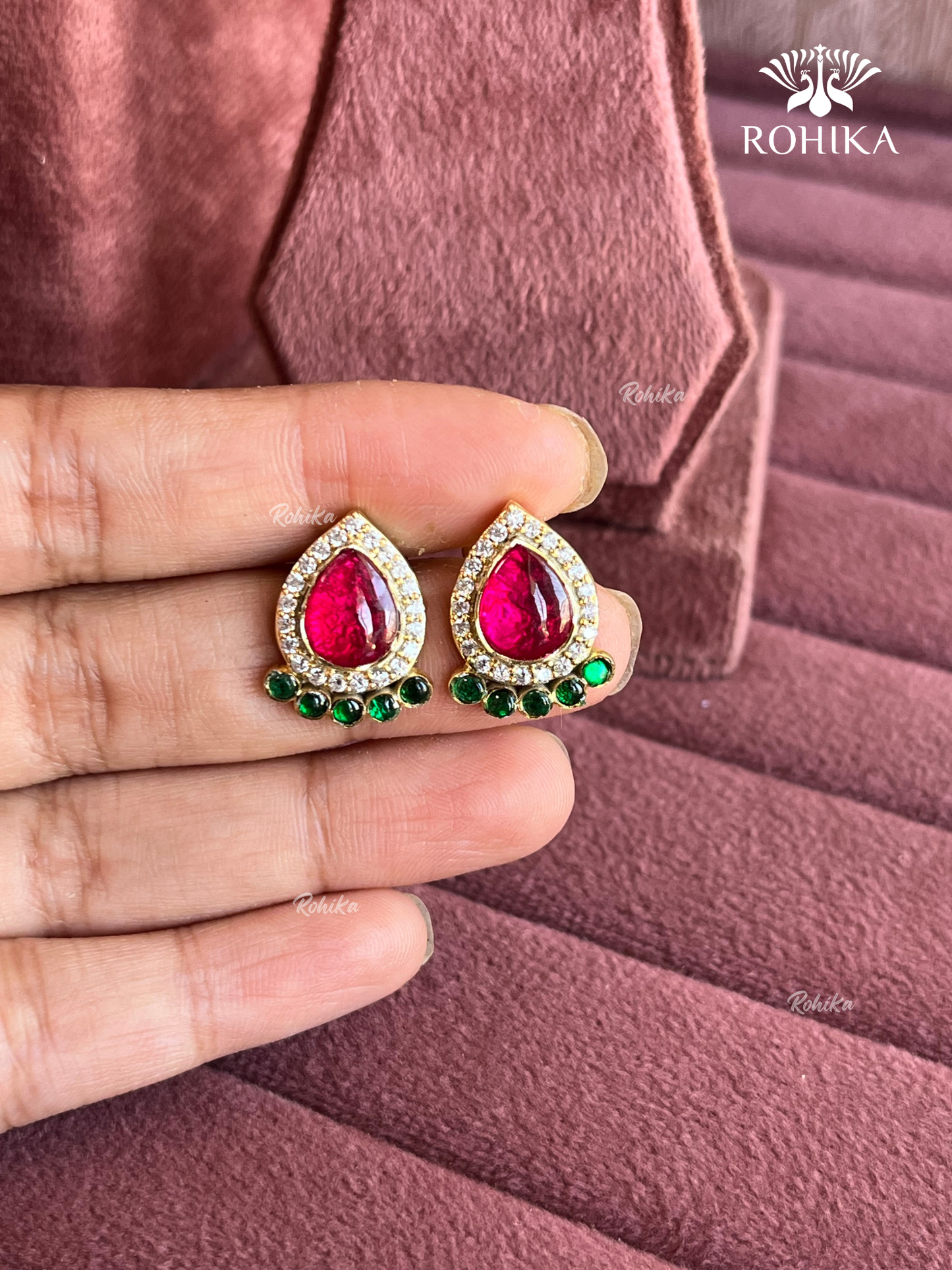 Niva AD Tops Earrings - Red