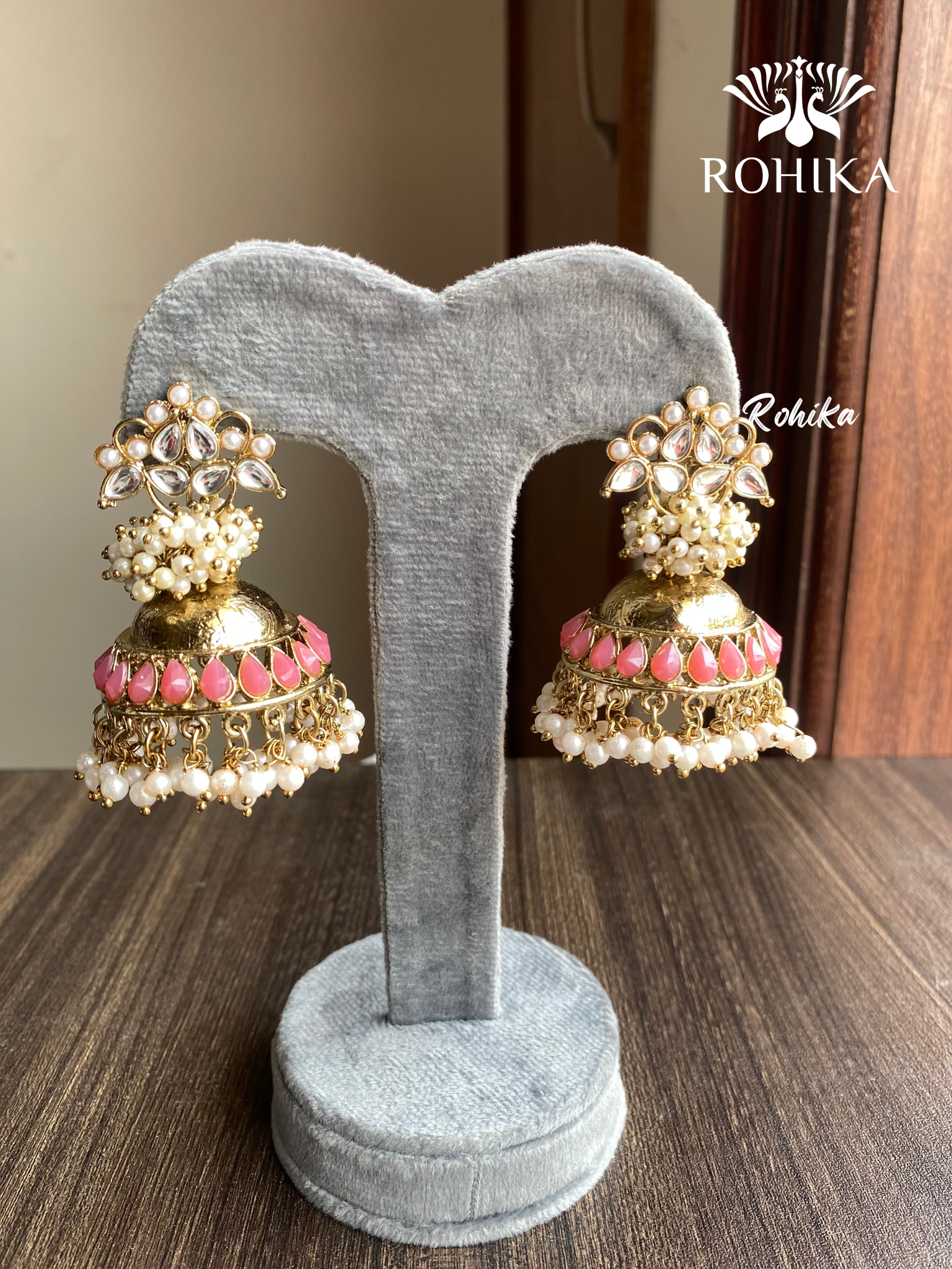 Isha jhumka earrings - Peach