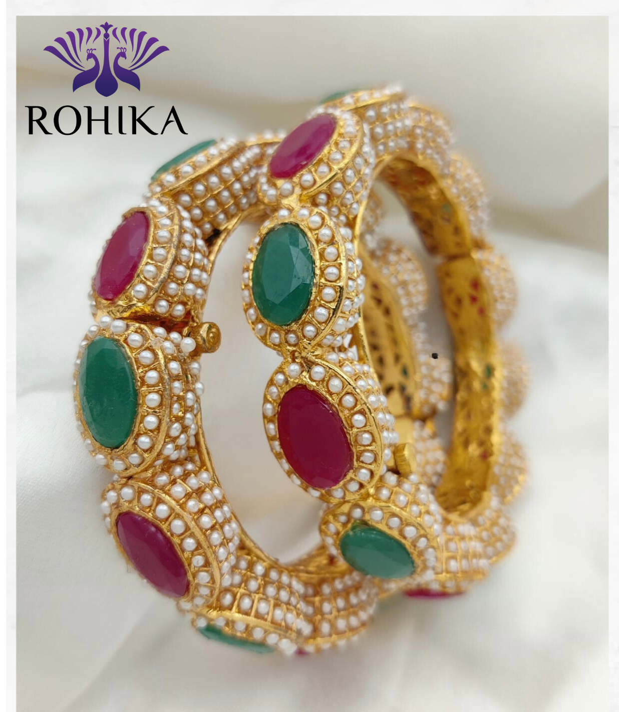 Nikhat jadau bangles  red green