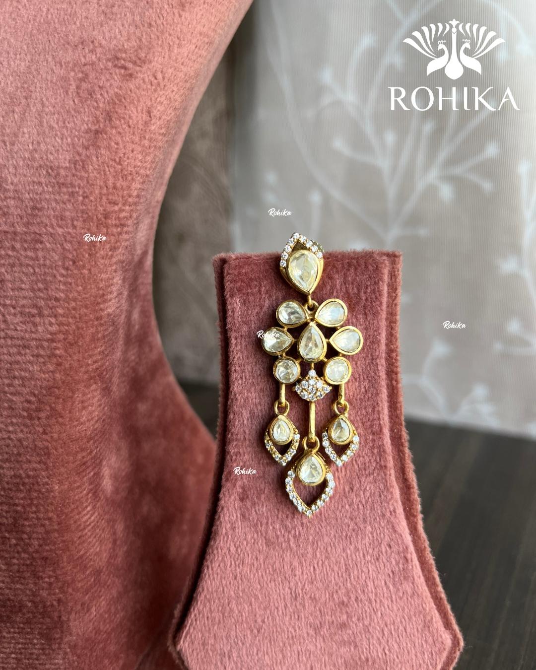 Siyahi Moissanite Polki Kundan Necklace Set - White