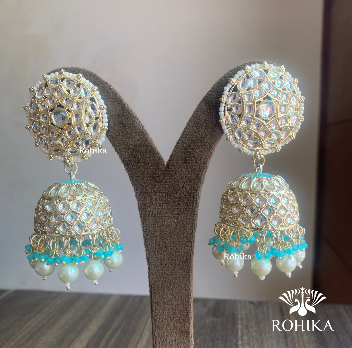 Manya jhumka earrings - Sky Blue