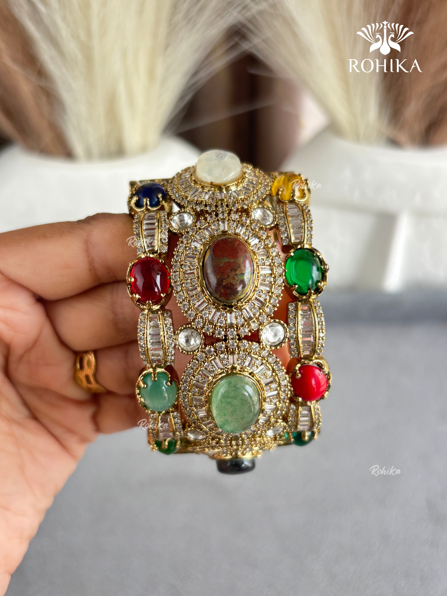 Sabya Deisgner Semi-Precious Kada (SSB003) -  Multi Colour