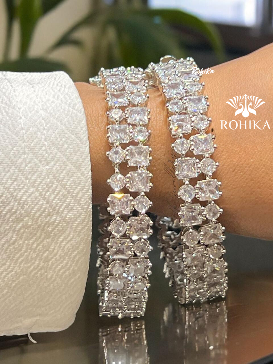 Beautifull american diamond bangles  -White