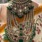 Anvika Polki Kundan Bridal Combo Set - Dark Green