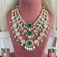 Aarvi Polki kundan long necklace set - Green