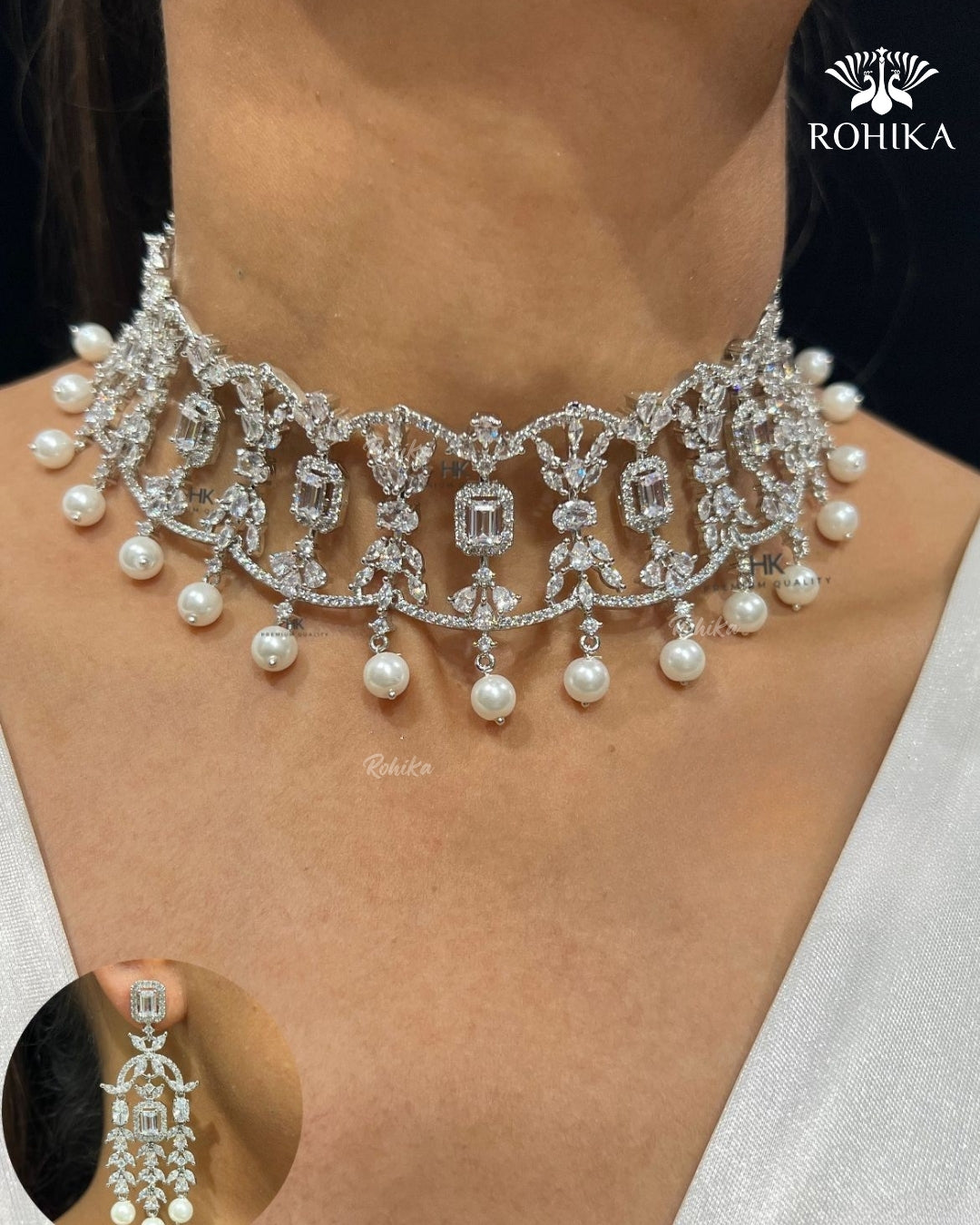 Adah American Diamond Necklace - White