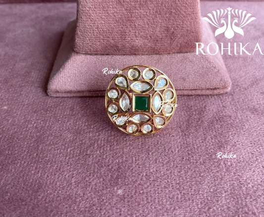 Angana polki kundan ring  (SG-031) - Green