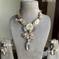 Saabya inspired fusion victorian necklace set (SS006)- White