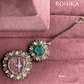 Siya doublet stone maangtikka - Mint Green & pink