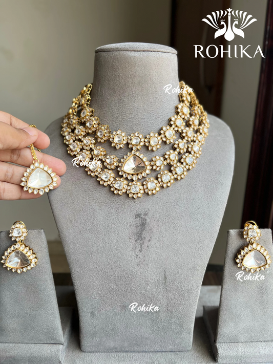 Vrishti designer polki kundan choker set- Golden