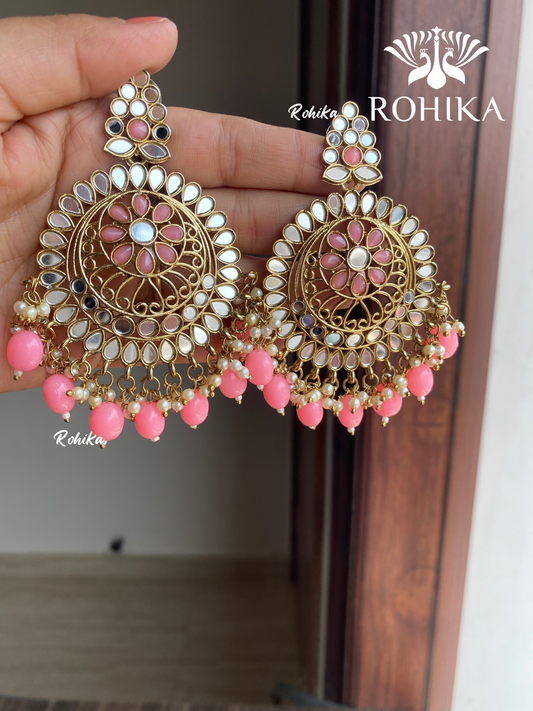 Reema mirror earrings - Pink