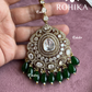 Miya moisinite kundan maangtikka - Dark green