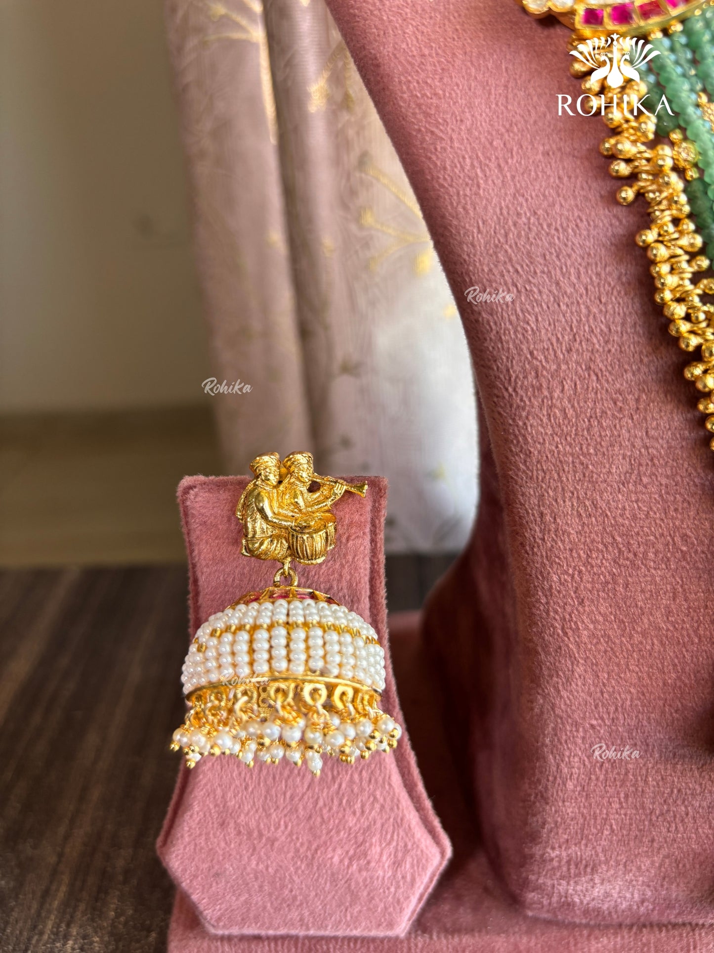 Dhriti Moisanite Heritage Necklace Combo Set - Mint Green