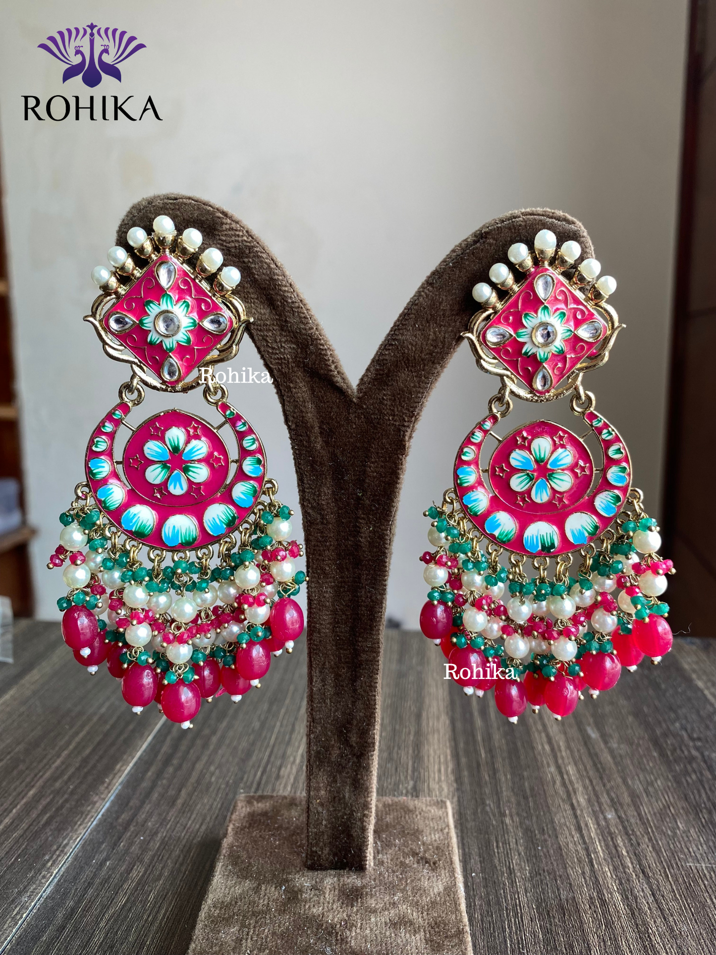 Rashmi meenakari earrings - Pink