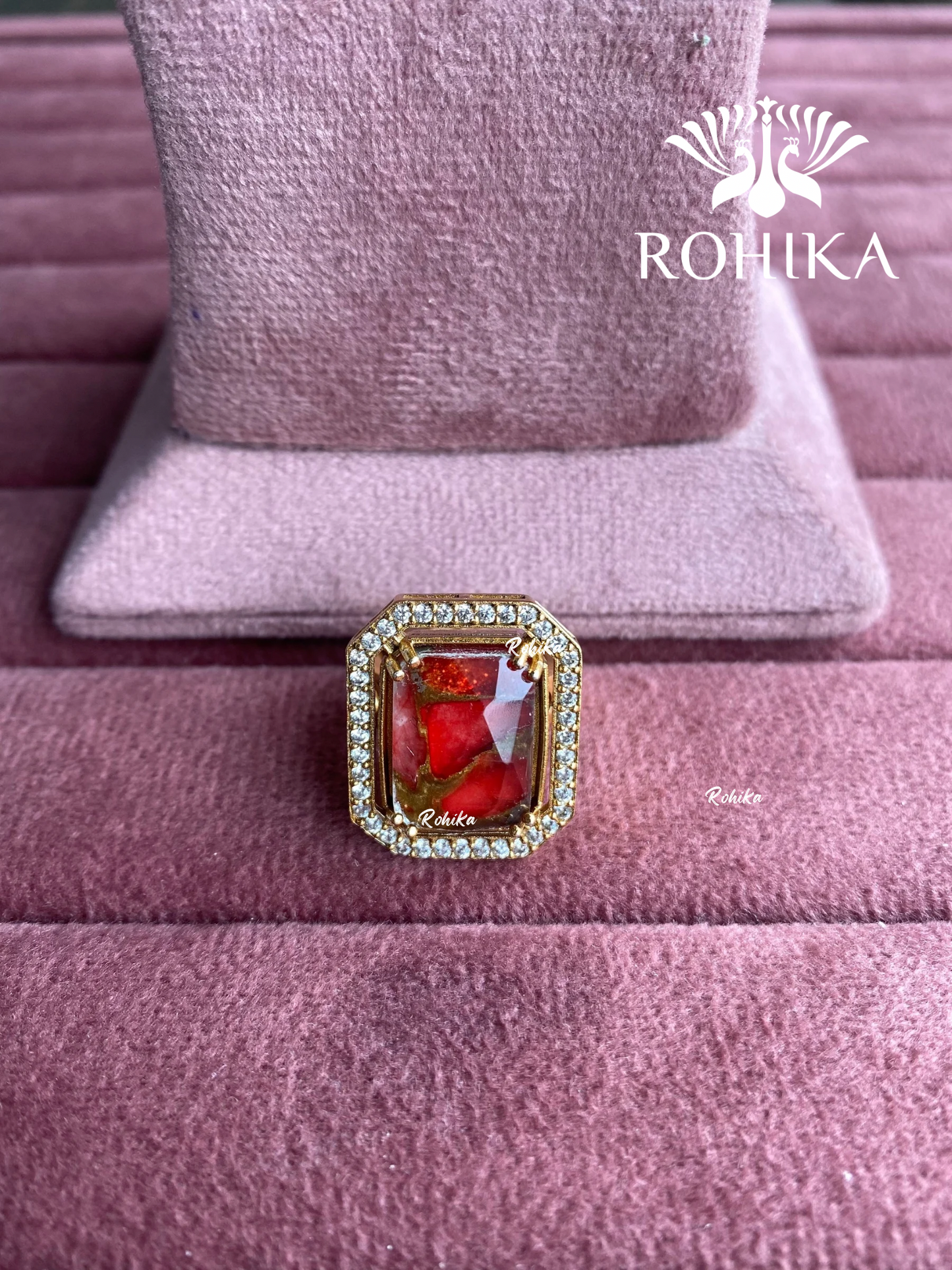 Angana polki kundan ring (SG-124) - Red