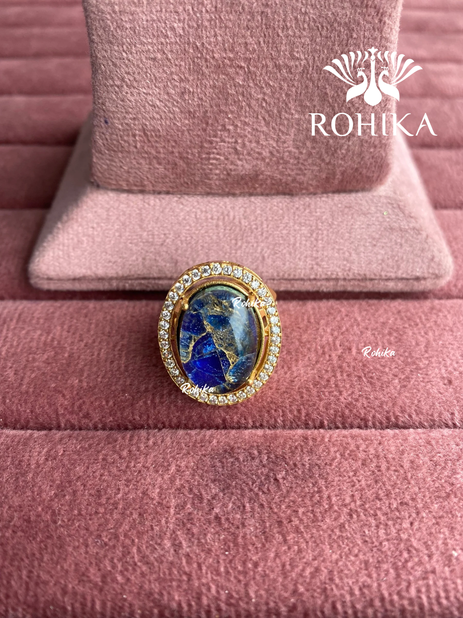 Angana polki kundan ring (SG-090) - Blue