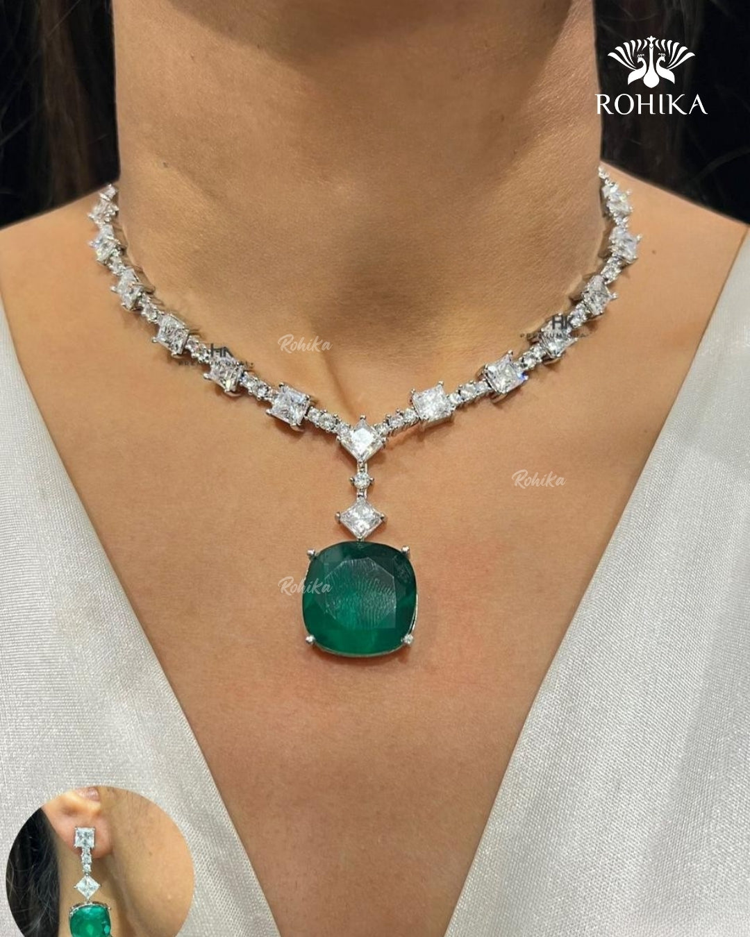 Dinah American Diamond Necklace - Green