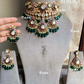 Dharini bikaneri kundan choker set - Dark green