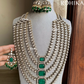 Jaanvi moisanite long necklace set -  Dark Green