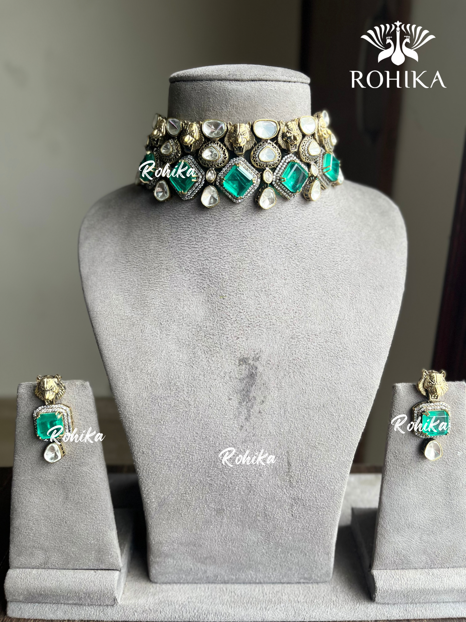 Sabhya designer choker set - Mint Green