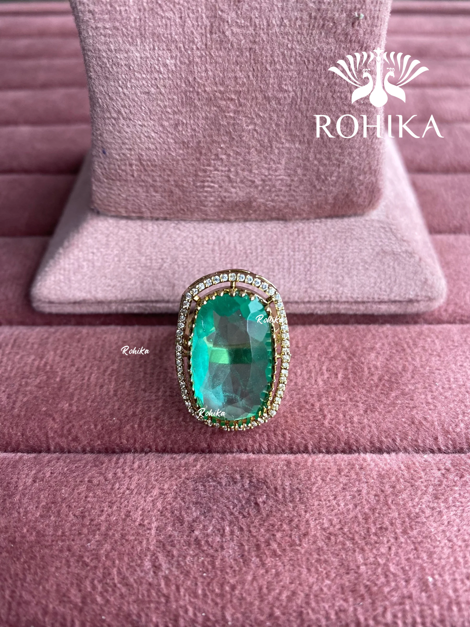 Angana polki kundan ring (SG-103) - Mint green