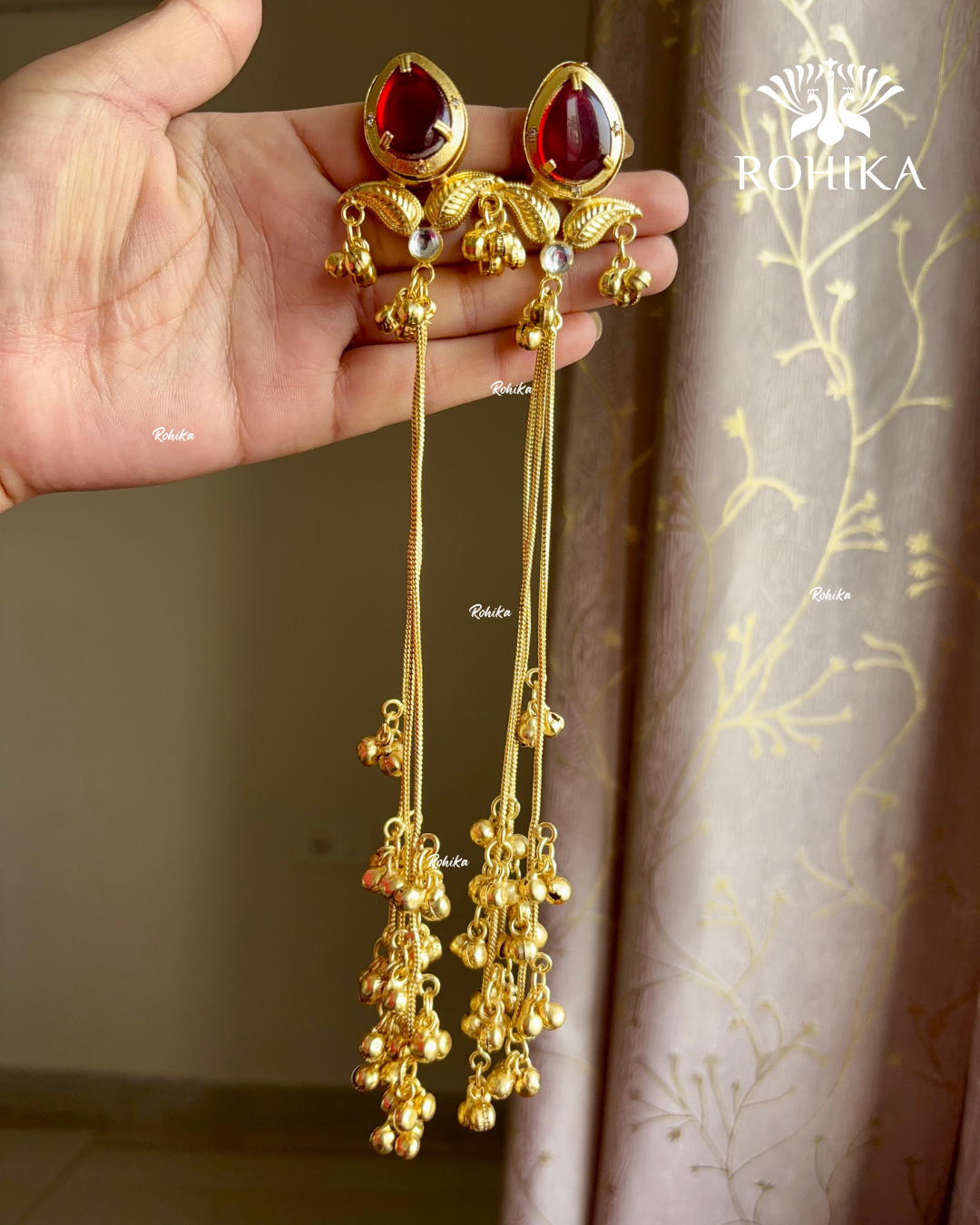 Banjara fusion Kashmiri earrings (FE-023) -  Red