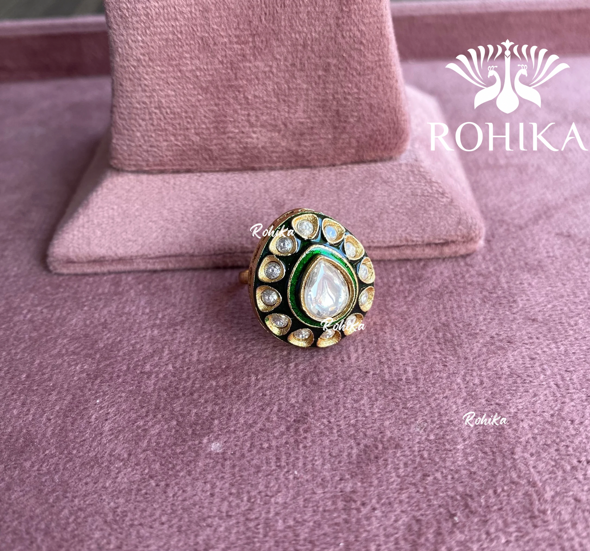 Angana polki kundan ring  (SG-036) - Green