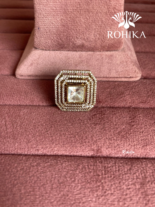 Angana polki kundan ring (SG-114) - White