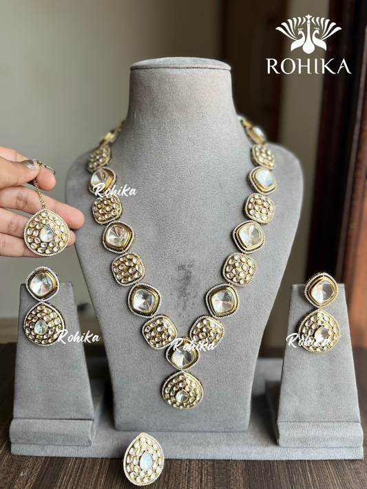 Dhriti polki kundan necklace set - Goldeni