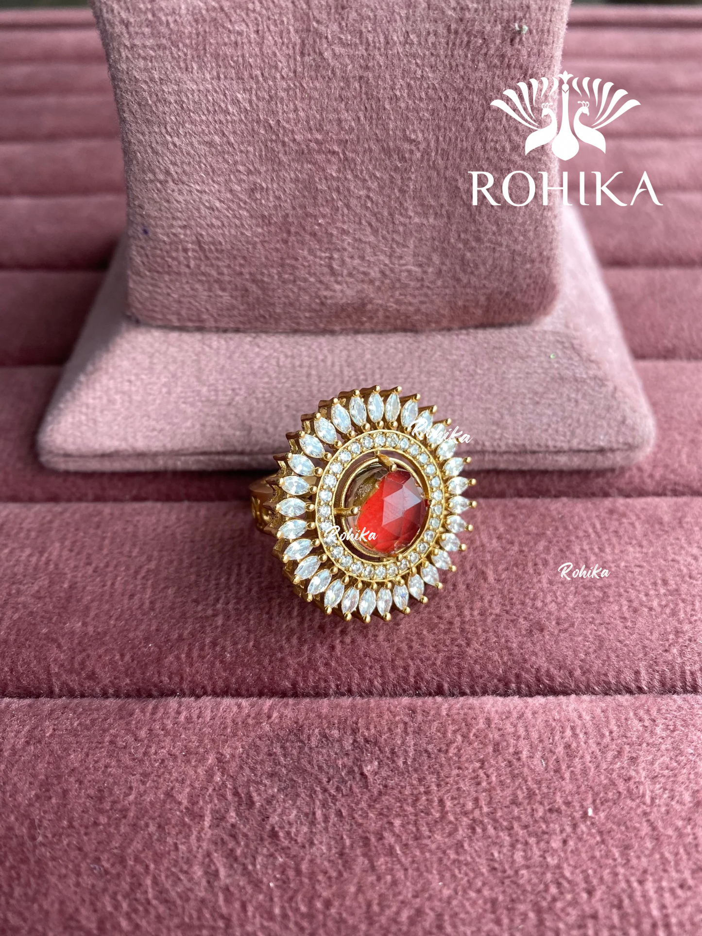 Angana polki kundan ring (SG-121) - Red