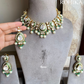 Kaira Polki Kundan Bridal Necklace Set - Green - Rohika store 
